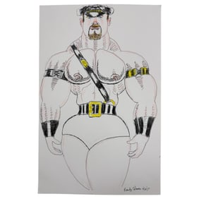 Randy Coleman Signed Gay Male Interest Drawing Illustration Art Original Erotic Nude Adults Only