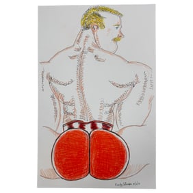 Randy Coleman Signed Gay Male Interest Drawing Illustration Art Original Erotic Nude Adults Only