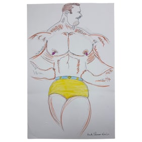 Randy Coleman Signed Gay Male Interest Drawing Illustration Art Original Erotic Nude Adults Only