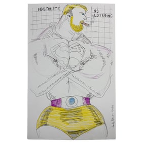 Randy Coleman Signed Gay Male Interest Drawing Illustration Art Original Erotic Nude Adults Only