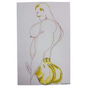 Randy Coleman Signed Gay Male Interest Drawing Illustration Art Original Erotic Nude Adults Only