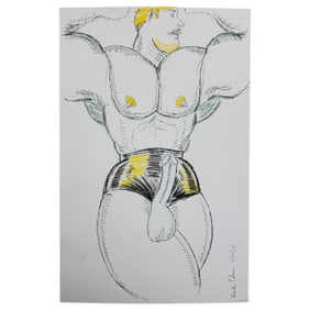 Randy Coleman Signed Gay Male Interest Drawing Illustration Art Original Erotic Nude Adults Only