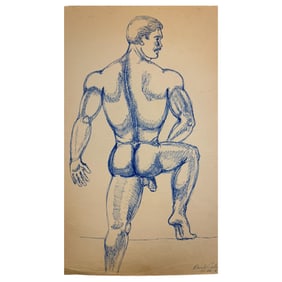 Randy Coleman Signed Gay Male Interest Drawing Illustration Art Original Erotic Nude Adults Only