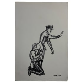 Randy Coleman Signed Gay Male Interest Drawing Illustration Art Original Erotic Nude Adults Only