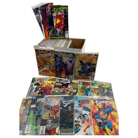 Comic Book Collection Short Box Super Man and Spider Man