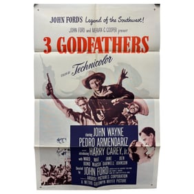 Original 3 godfathers John Wayne Movie Poster Vintage