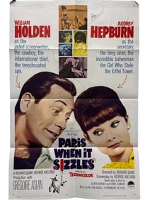 Original Vintage 1964 Movie Poster Audrey Hepburn Paris When It Sizies