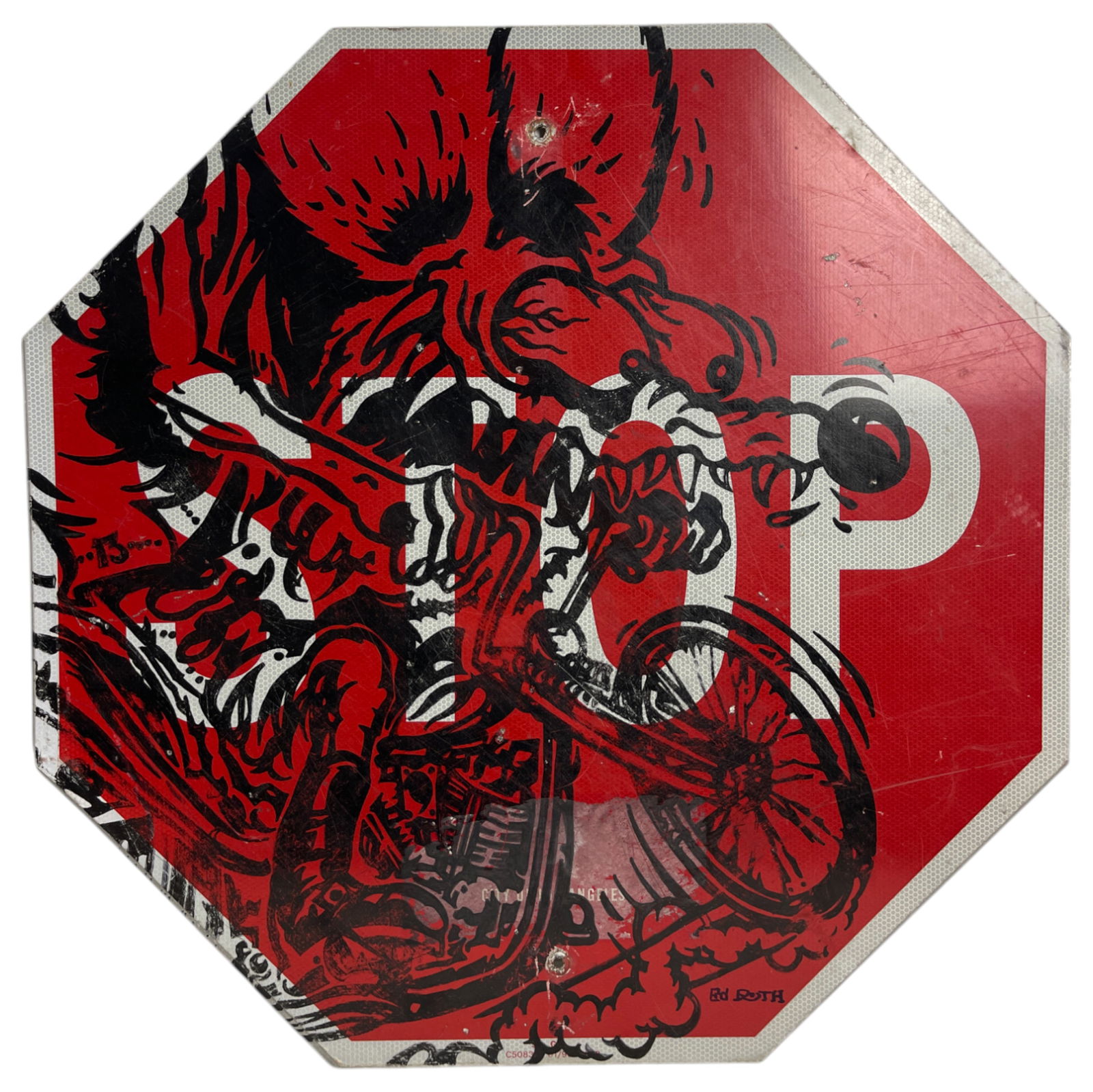 Big Daddy" Ed Roth Painted & Signed Stop Sign Hand-Drawn Art 30" x 30 (1 of 7)