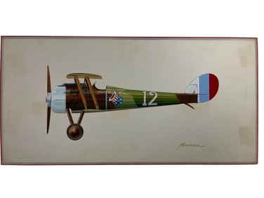 Original John Amendola Aurora Products Nieuport 28C1 Model Plane Hand Drawn Illustration Art Signed