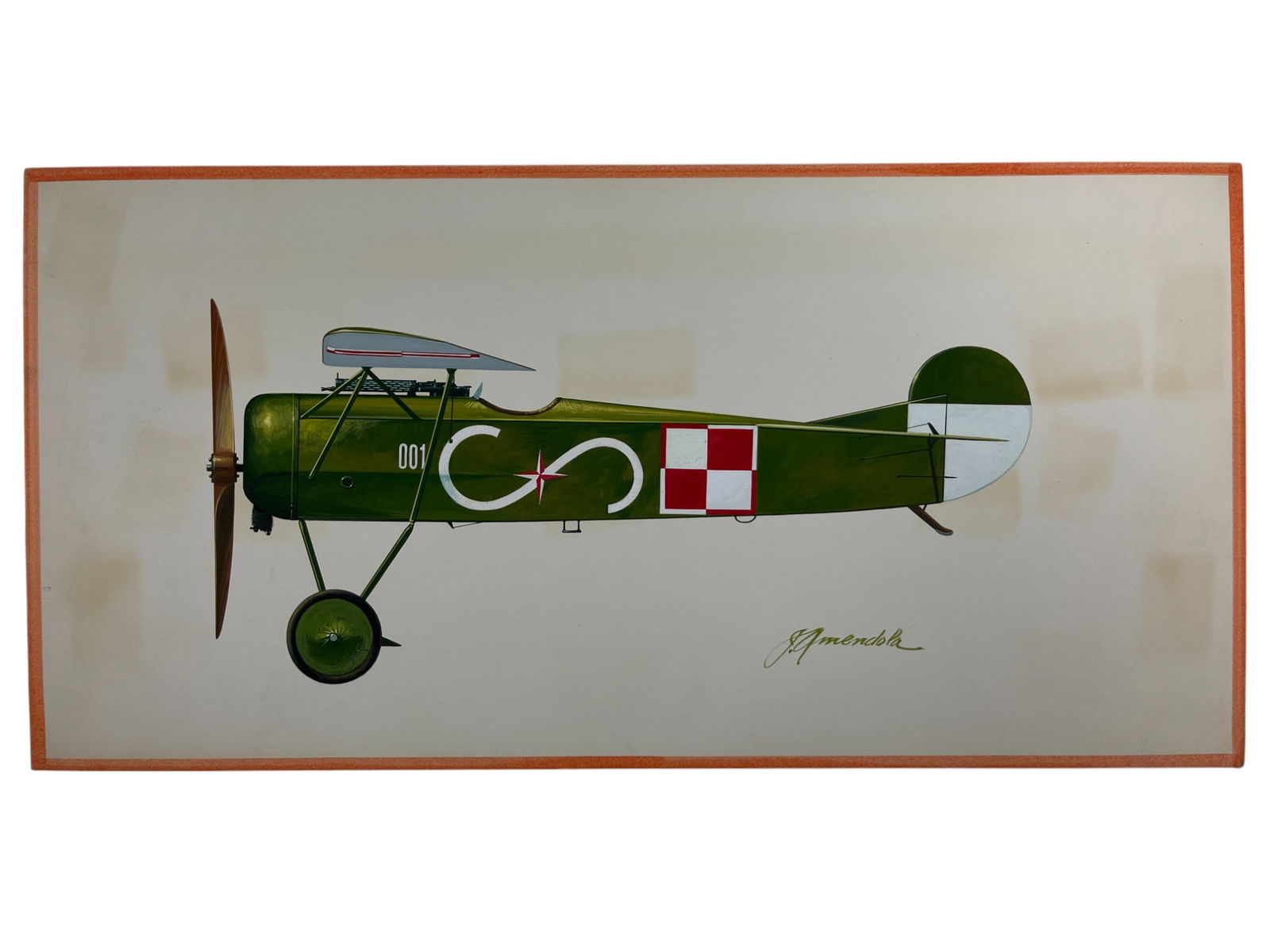 Original John Amendola Aurora Products Fokker EV Model Plane Hand Drawn Illustration Art Signed (1 of 6)