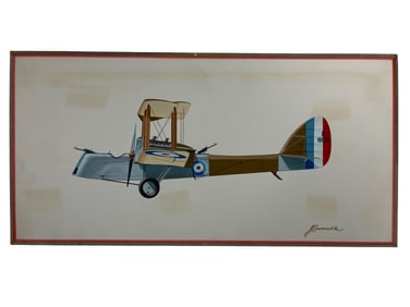 Original John Amendola Aurora Products Model Plane Hand Drawn Illustration Art Signed