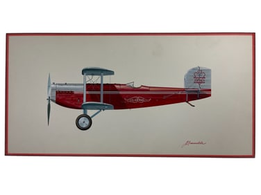 Original John Amendola Aurora Products Model Plane Hand Drawn Illustration Art Signed