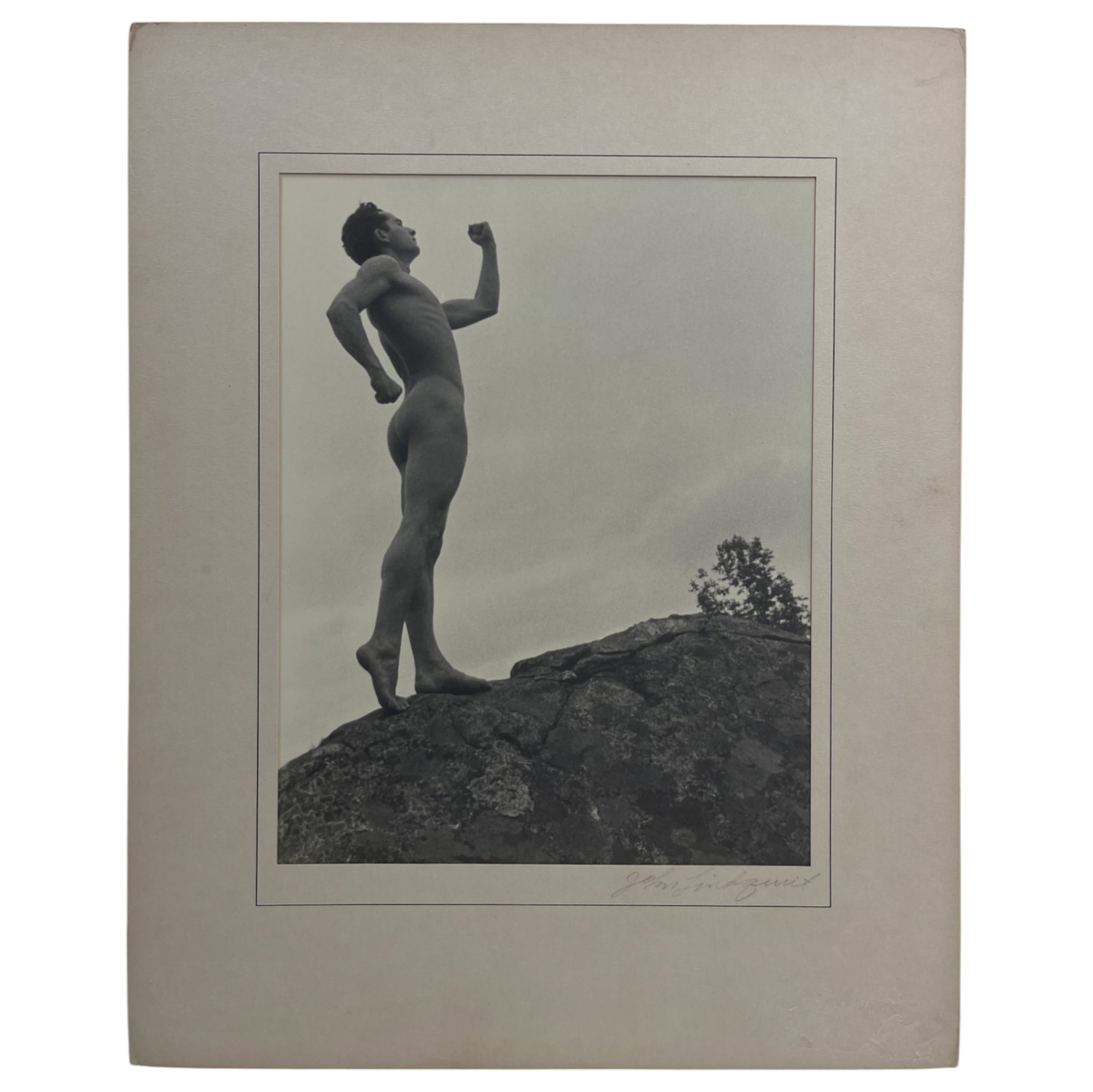 Edwin Townsend Original Gay Erotic Nude Male Photograph of Signed Bottom Right: Edwin Townsend - Original Gay Erotic Nude Male Photograph of Signed Bottom Right. Mounted to board with mat. Size: 8" x 20" photograph.