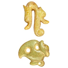 Antique Chinese Jade Carved Figure Lot of 2