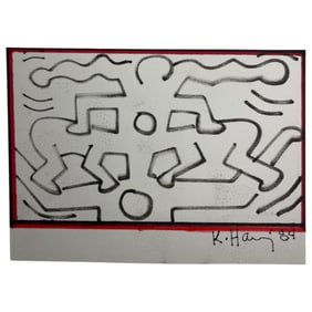 Keith Haring Hand Drawn and Signed Painting Illustration Art