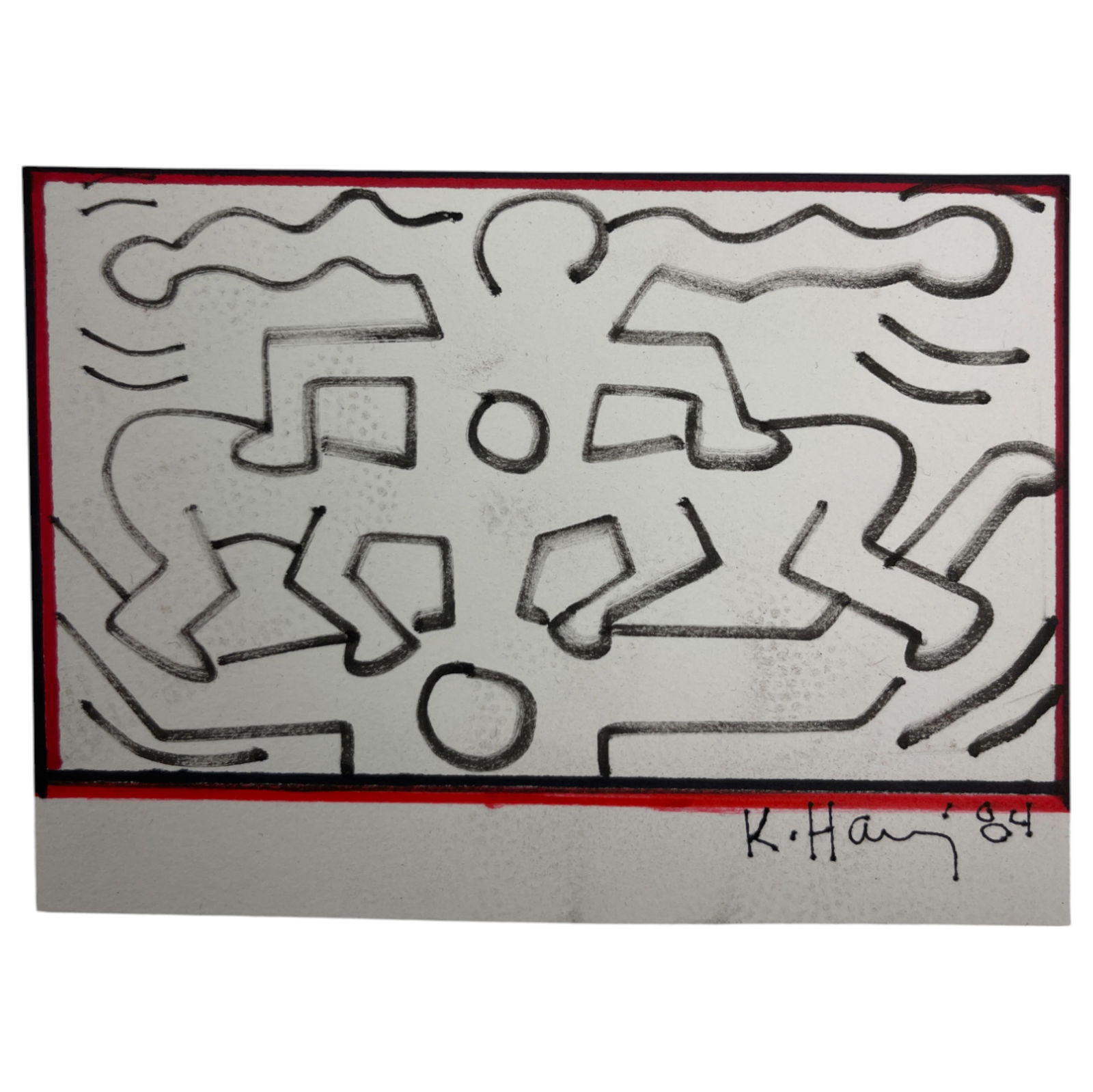Keith Haring Hand Drawn and Signed Painting Illustration Art (1 of 4)