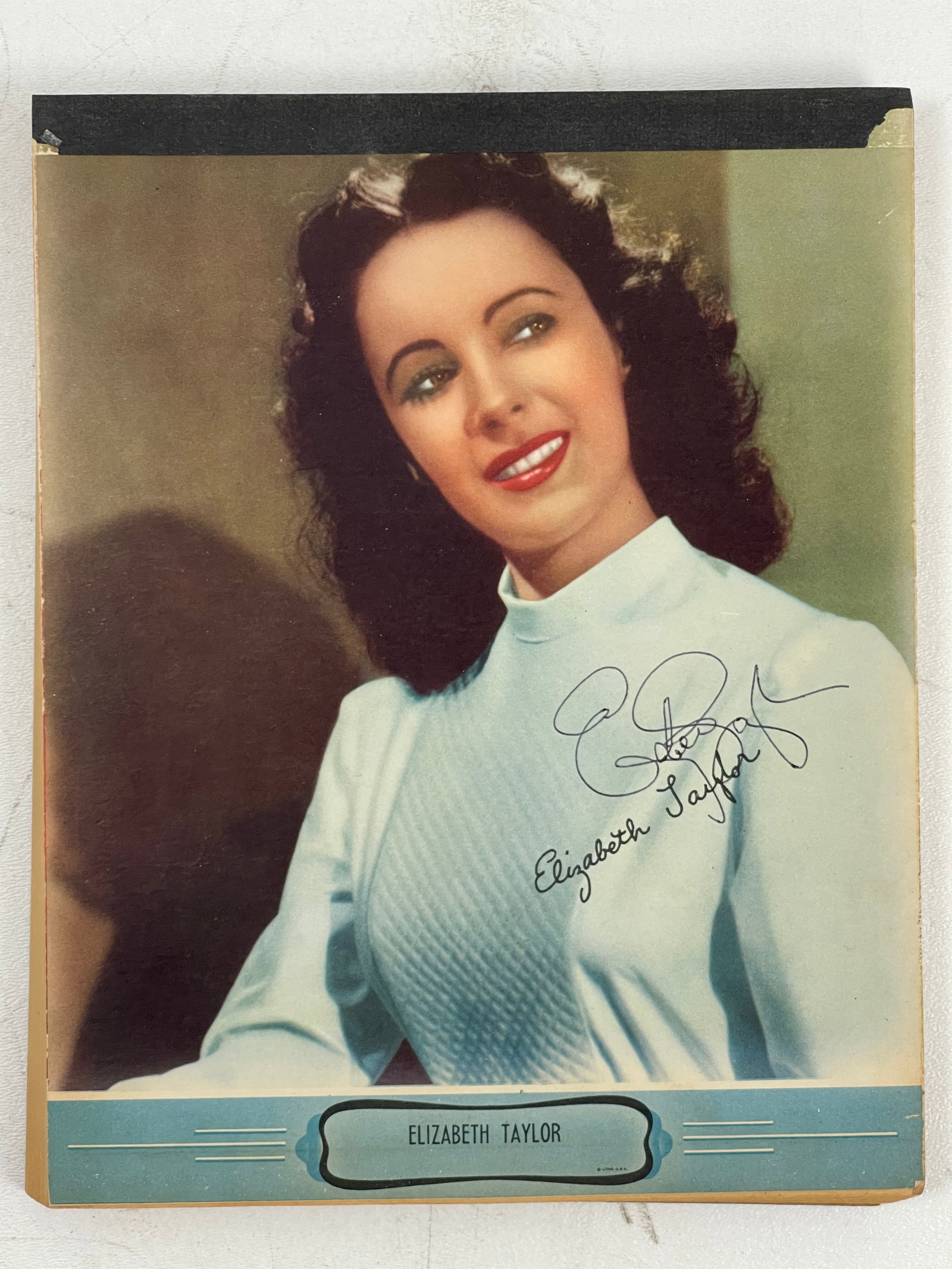 1950's Signed Elizabeth Taylor School Tablet: 1950's Signed Elizabeth Taylor School Tablet