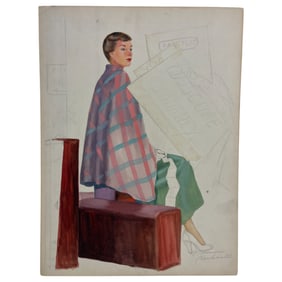 Vintage Magazine Illustration Art Drawing Hand on Board Signed Norman Rockwell