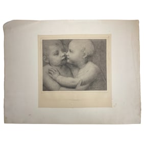 Bernardino Luini (1480-1532) - Two Children Kissing Engraving