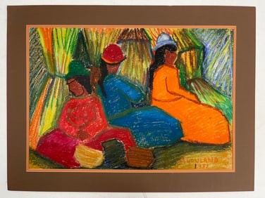 Pastel on Paper Painting Signed M. Gonland 1981