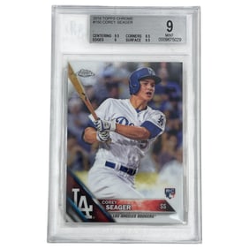 2016 Topps Chrome #150 Corey Seager Rookie Beckett 9 Baseball Card