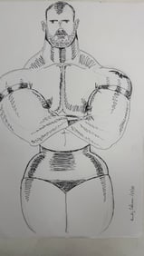 Randy Coleman Signed Gay Male Interest Original Drawing Illustration Art