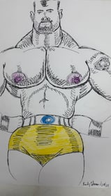 Randy Coleman Signed Gay Male Interest Original Drawing Illustration Art