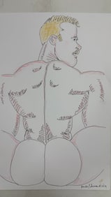 Randy Coleman Signed Gay Male Interest Original Drawing Illustration Art