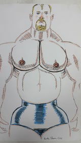 Randy Coleman Signed Gay Male Interest Original Drawing Illustration Art