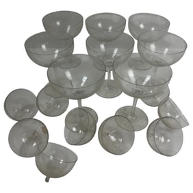 Antique Champagne Cocktail Cups Crystal Glass with Glass Dome Set 8