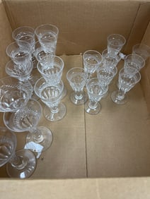 Antique Diamond  Cut Crystal Glass Cups Set of 19