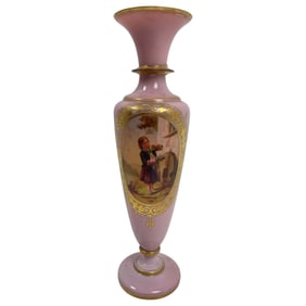 Rare Hand Painted Baccarat Opline Glass Vase