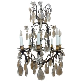 Antique French Eight Arm Bronze Chandelier