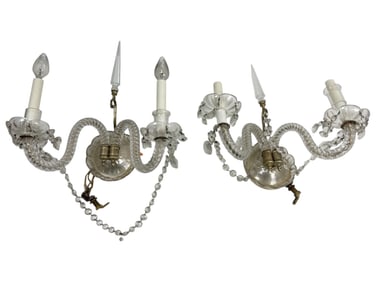 Antique Pair of Baccarat Crystal Dagger Sconces