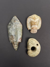 Antique Chinese Jade Carved Figure Lot of 3