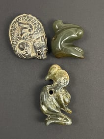 Antique Chinese Jade Carved Figure Lot of 3