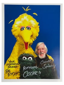Sesame Street - Big Bird Oscar the Grouch - Caroll Spinney Signed Photograph