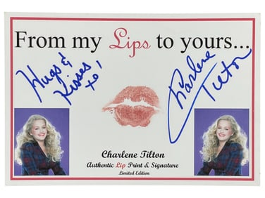 Limited Edition Charlene Tilton Authentic Lip Print and Signature