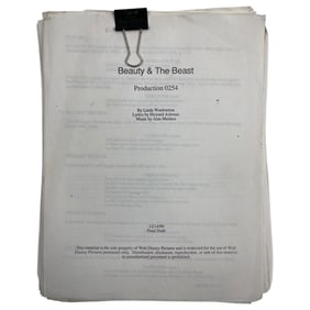 Disney Beauty and the Beast 1990 Final Draft Production Movie Screenplay