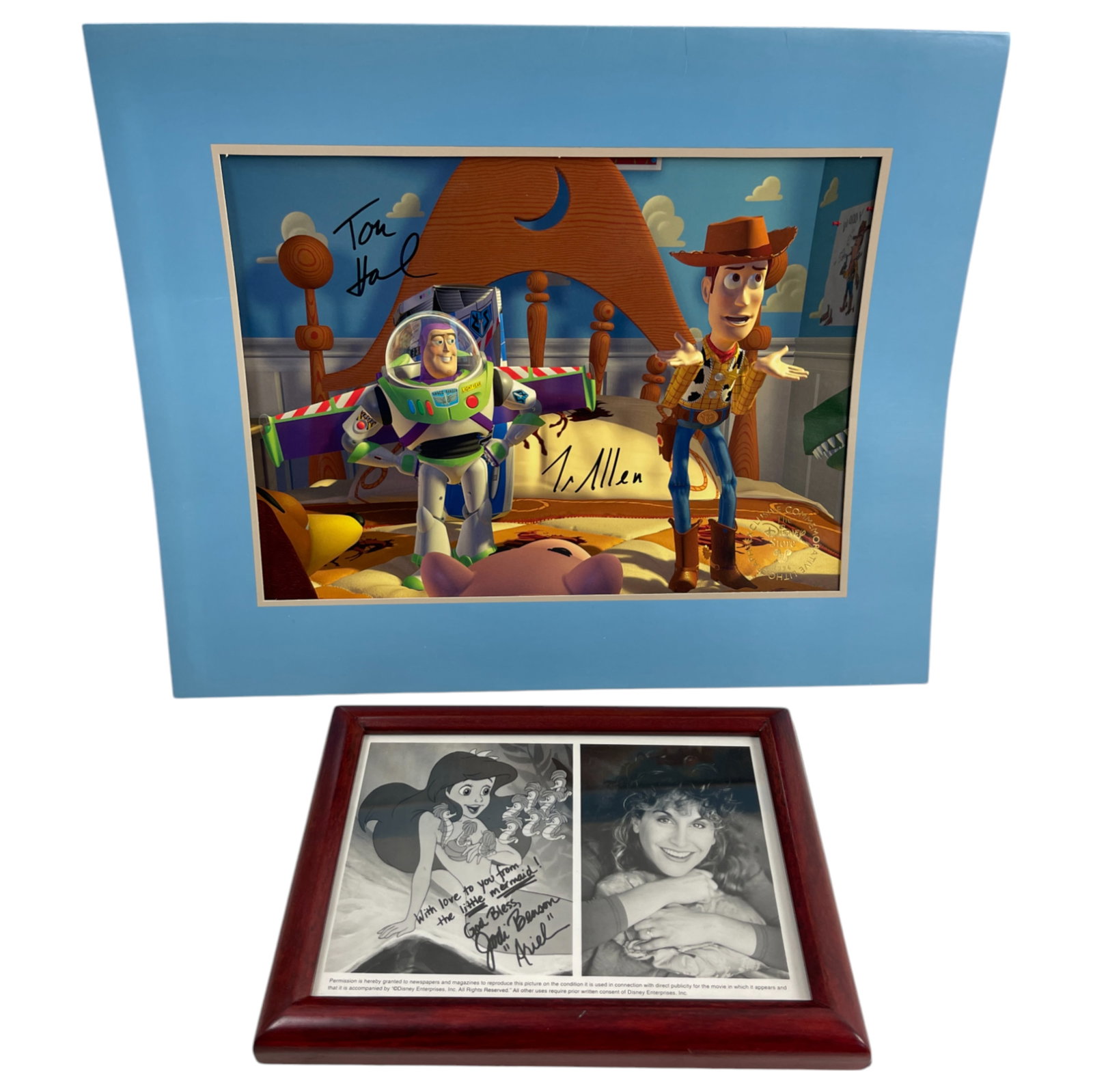 Vintage Disney Cartoon Art Photo The Little Mermaid Signed Jodi Benson and Toy Story Lot 2: Vintage Disney Cartoon Art Photo The Little Mermaid Signed Jodi Benson and Toy Story Lot 2