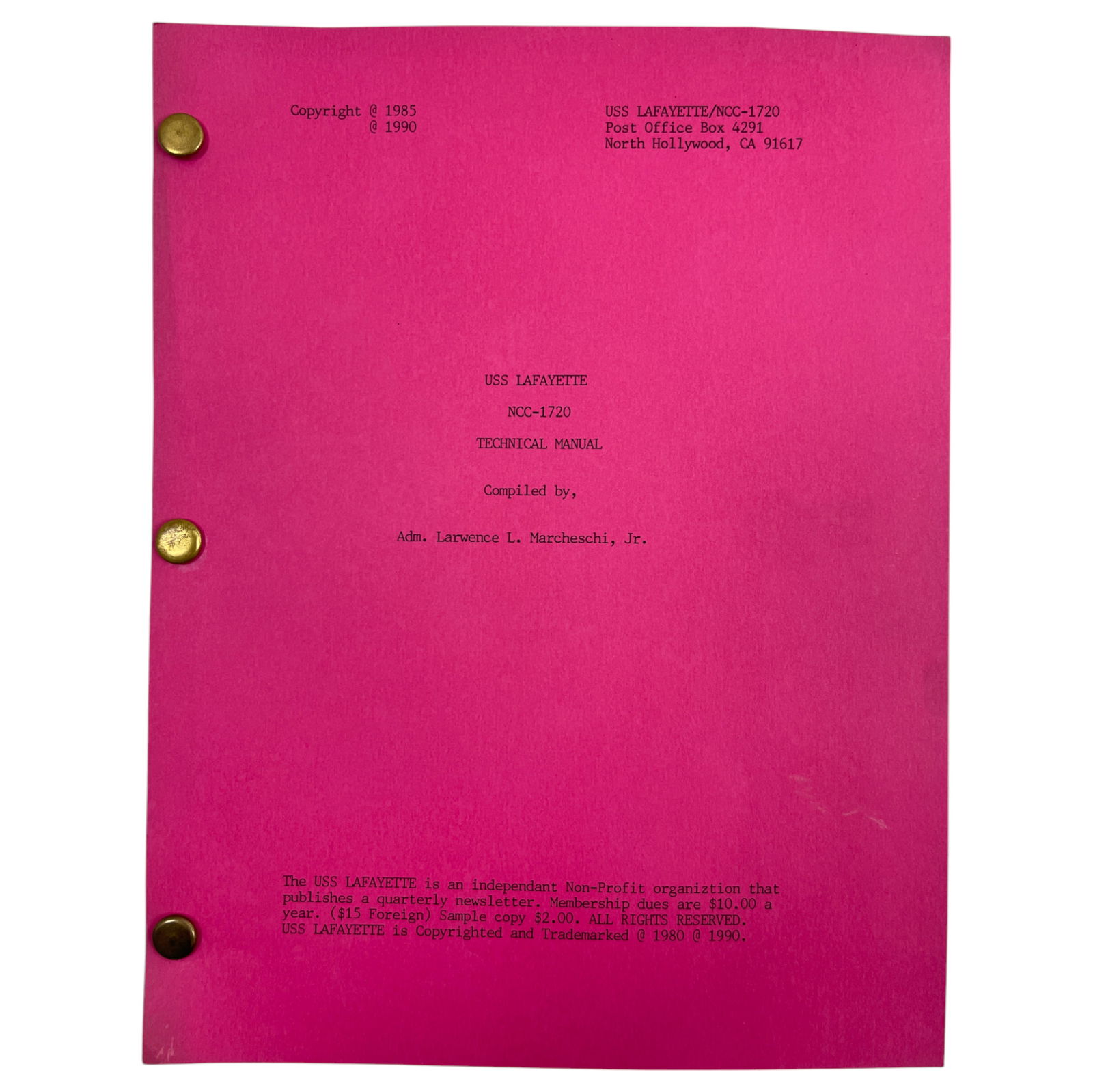 Star Trek USS Lafayette (NCC-1720) Techical Manual (1 of 9)