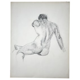Duncan Grant Charcoal Sketch Drawing Male Nude Signed