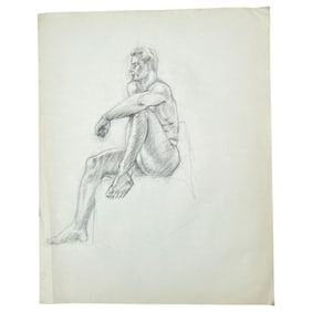 Duncan Grant Charcoal Sketch Drawing Male Nude Signed