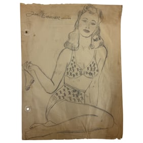 Vintage Sketch Comic Art Pencil Drawing Signed Joe Shuster Lois Lane