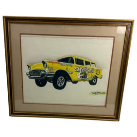 Ed Roth Staged Coach Artwork Signed Dated Lower Right