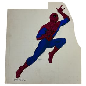 Amazing Spider-Man Drawing Comic Art on Board Signed John Romita Spiderman