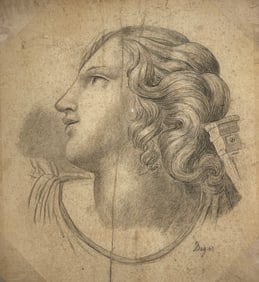 Edgar Degas (1834-1917) - Pencil Drawing Portrait Signed Lower Right Attributed