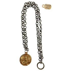 Gold Pendant Necklace with Silver Chain Spain 1720