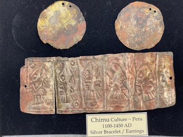 Ancient Chimu Silver Blacelet Earrings 1000-1450 AD