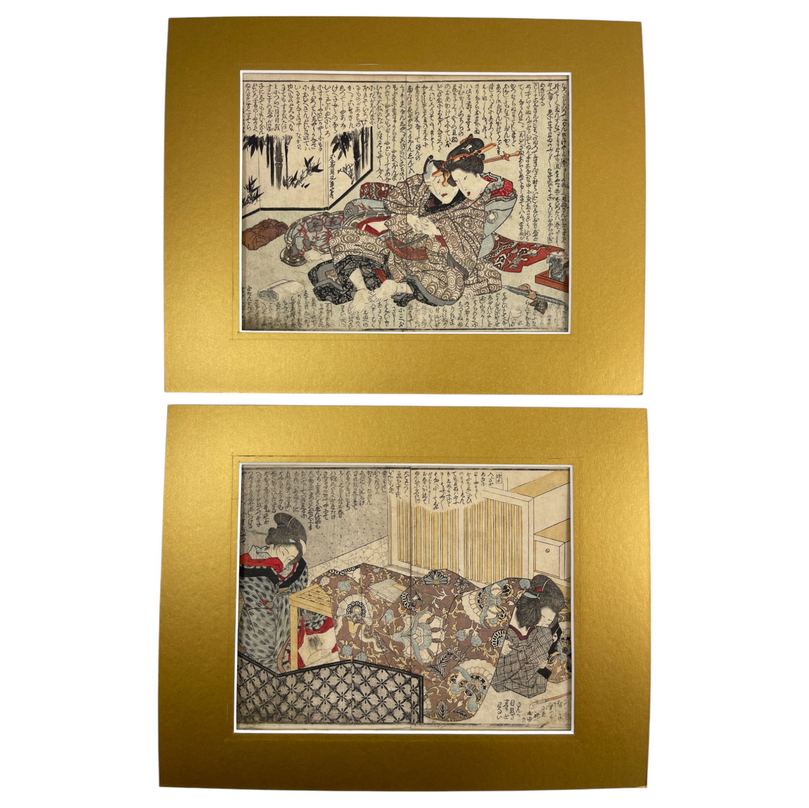 Antique Japanese Woodblock Print Lot of 2 (1 of 8)